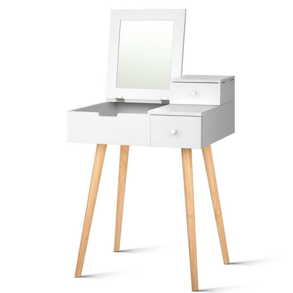 Dressing Table with Foldaway Mirror- White