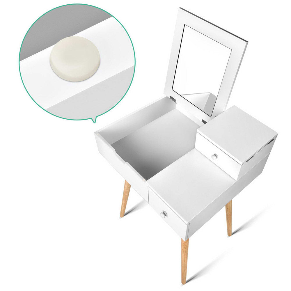 Dressing Table with Foldaway Mirror- White