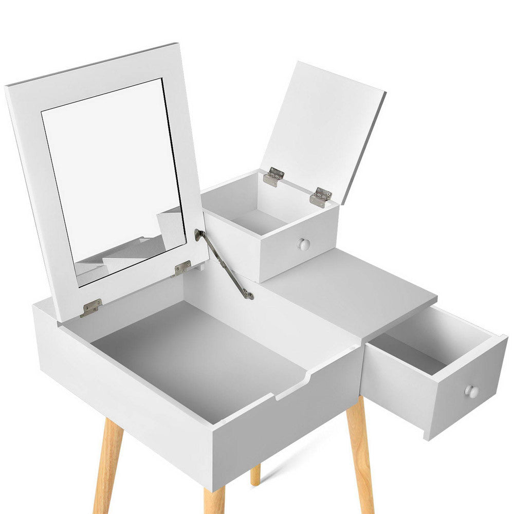 Dressing Table with Foldaway Mirror- White