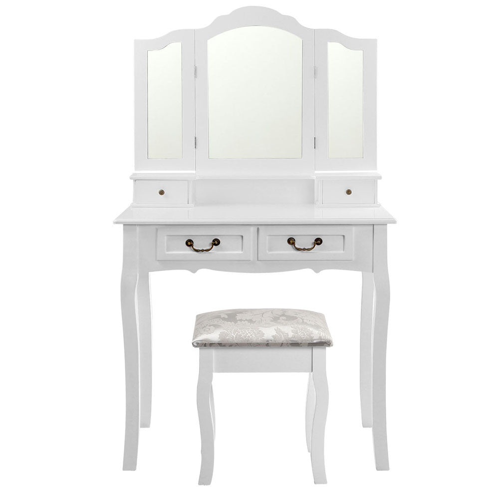 4 Drawer Dressing Table w/ Mirror White