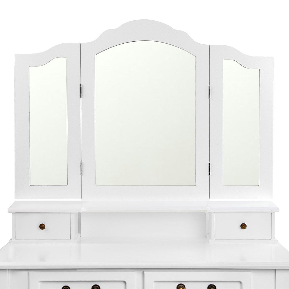 4 Drawer Dressing Table w/ Mirror White