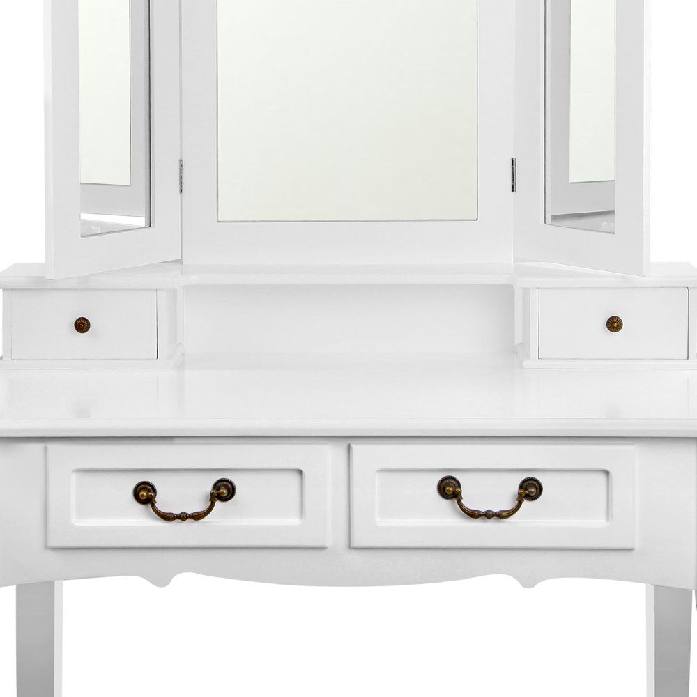 4 Drawer Dressing Table w/ Mirror White