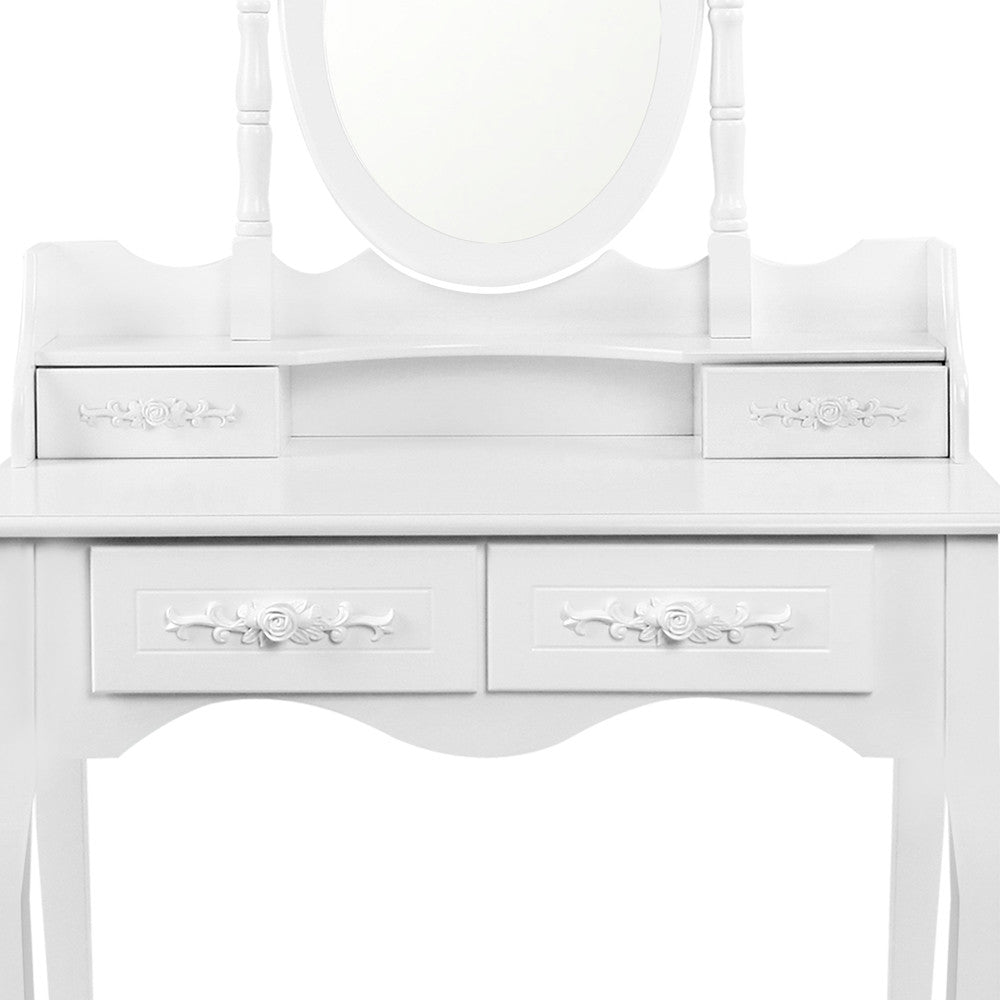 4 Drawer Dressing Table w/ Mirror White