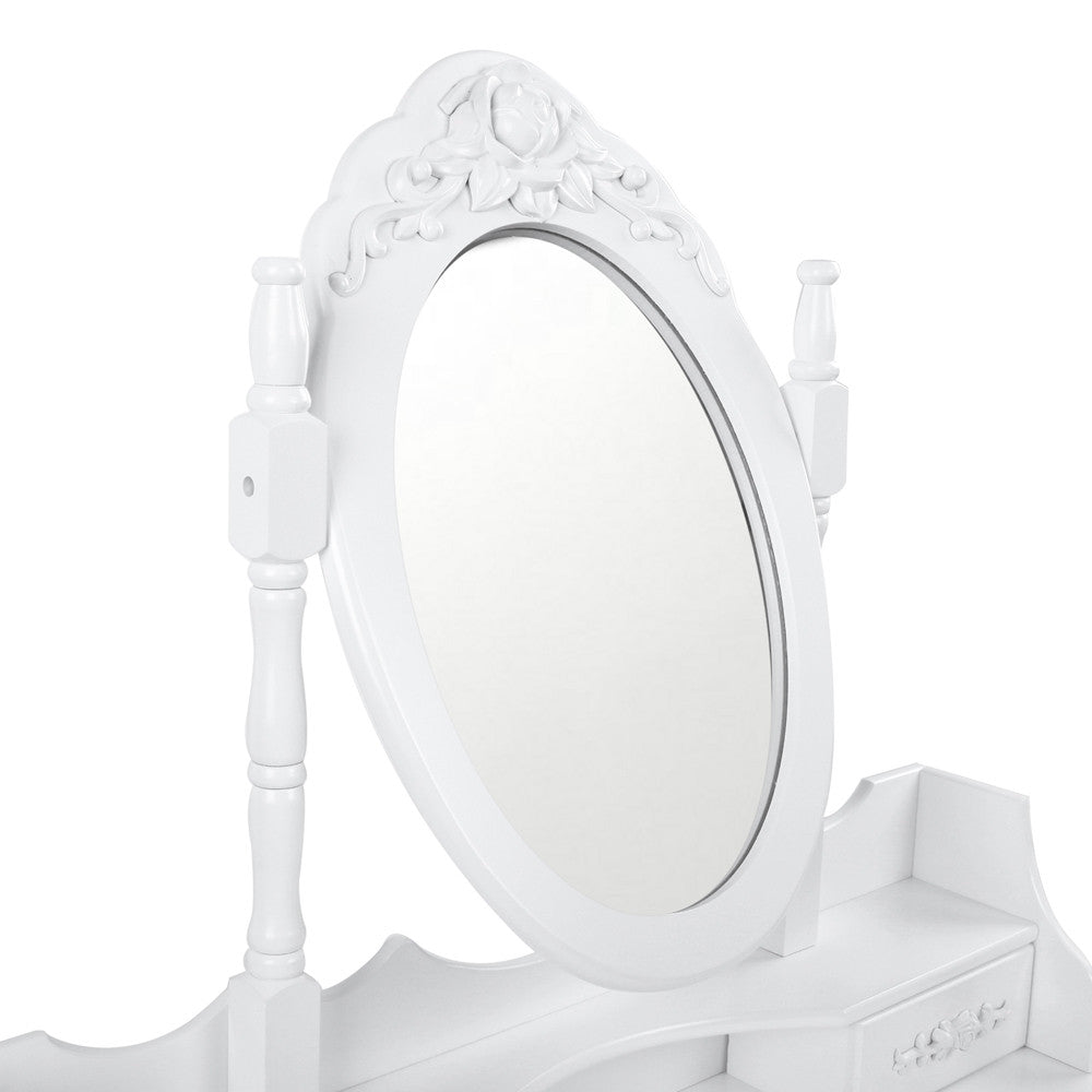 4 Drawer Dressing Table w/ Mirror White