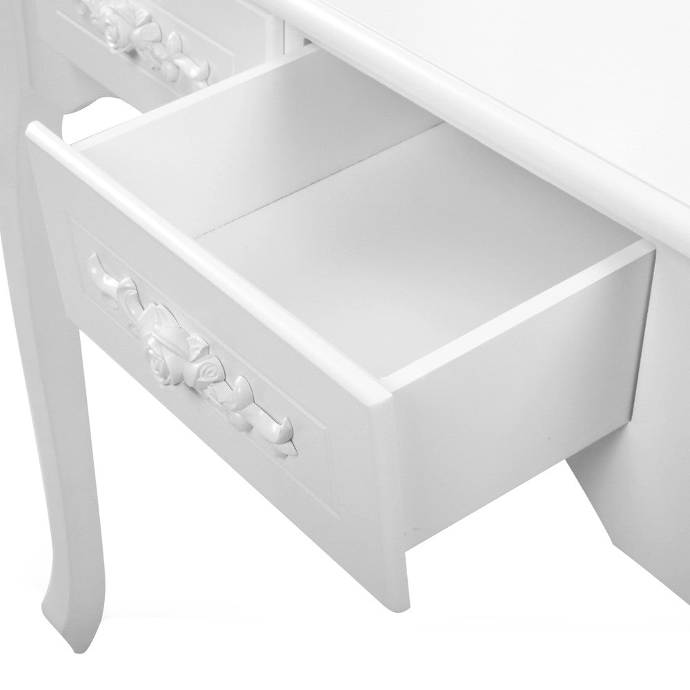 4 Drawer Dressing Table w/ Mirror White