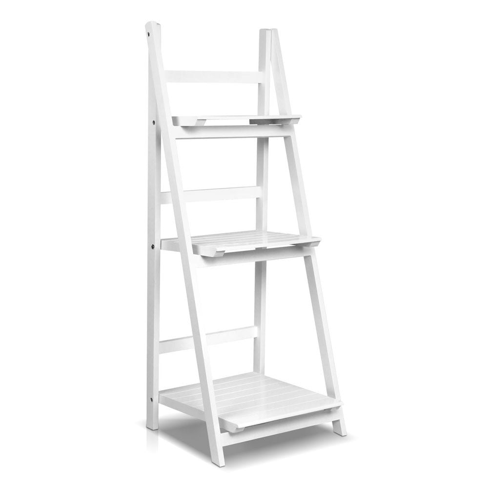 Wooden Ladder Display Storage Shelf White