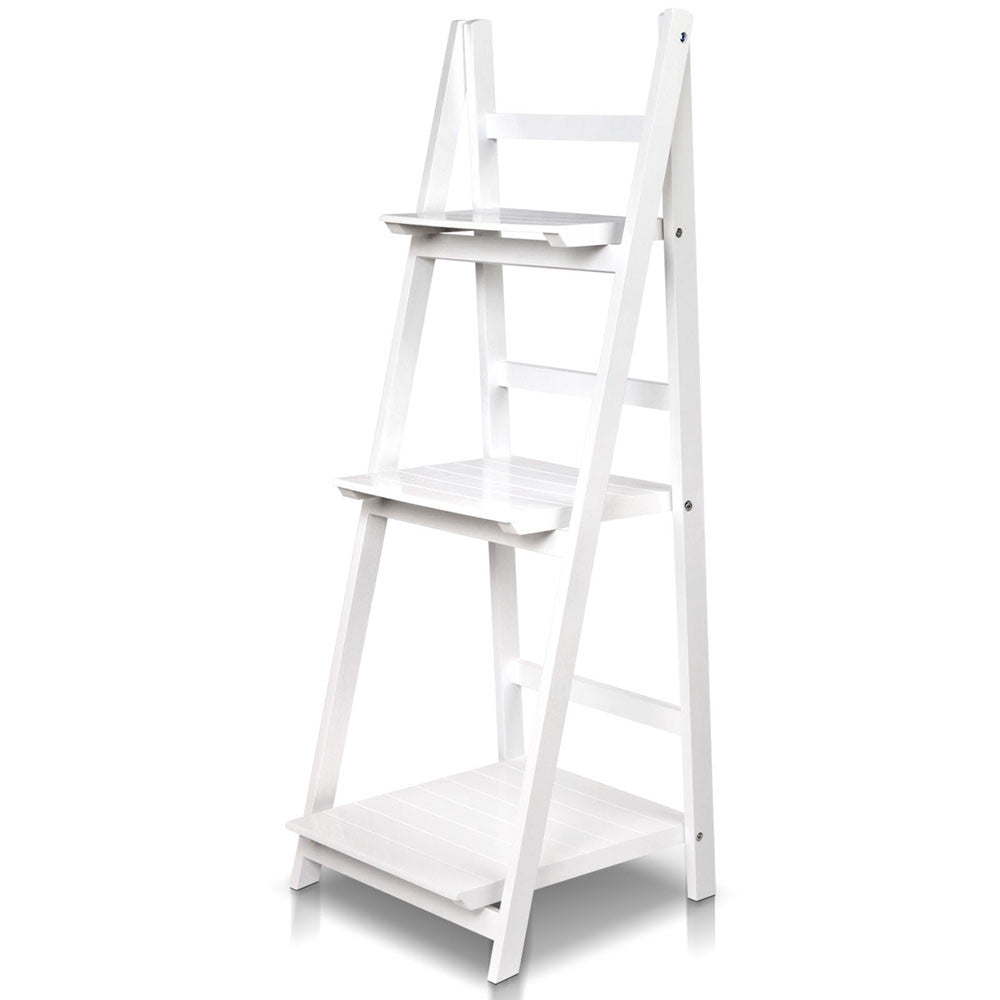 Wooden Ladder Display Storage Shelf White