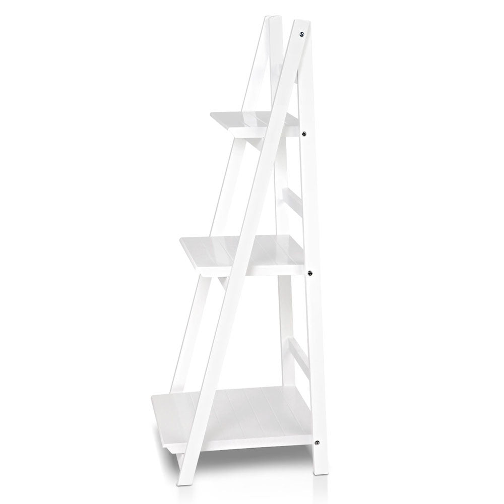 Wooden Ladder Display Storage Shelf White