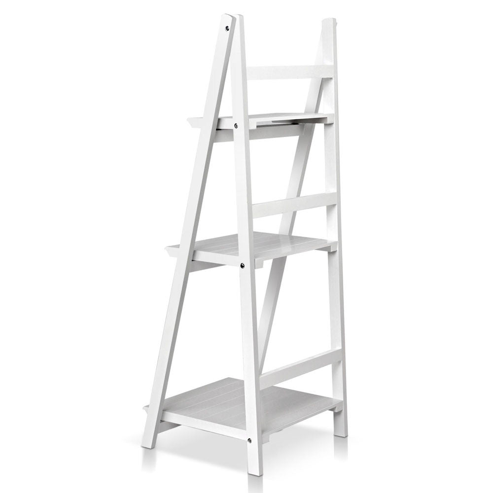 Wooden Ladder Display Storage Shelf White