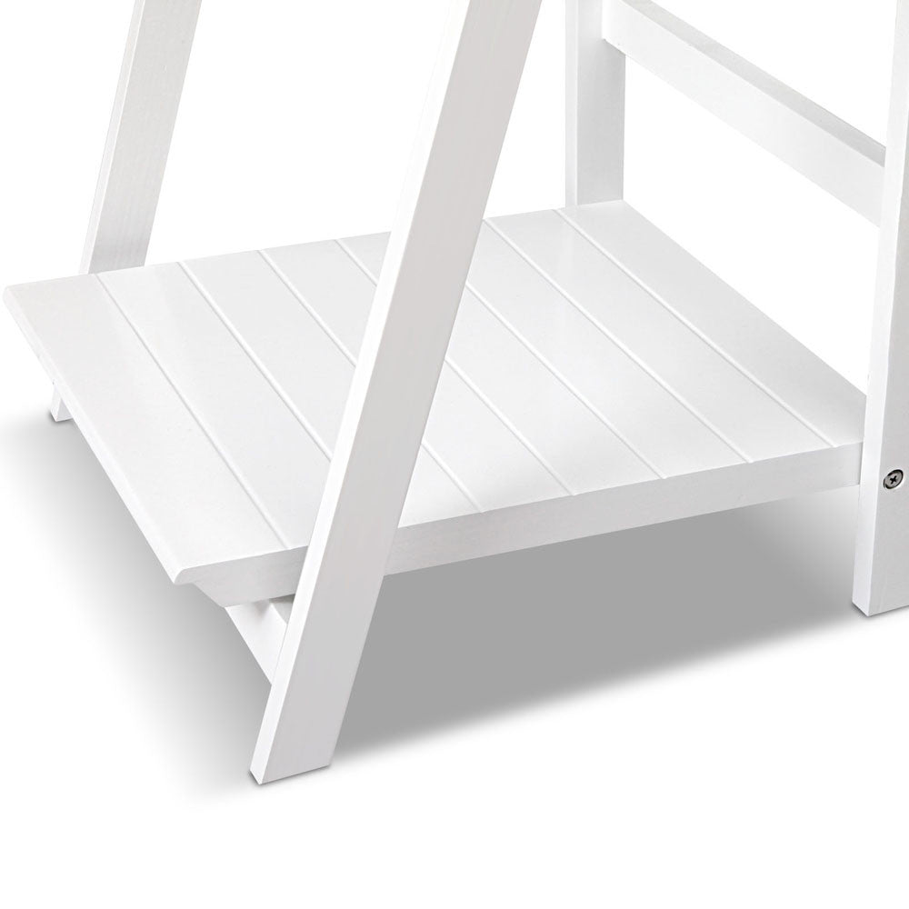 Wooden Ladder Display Storage Shelf White