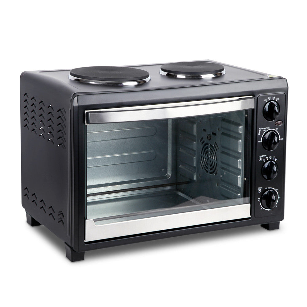 45L Convection Oven with Hotplates - Black