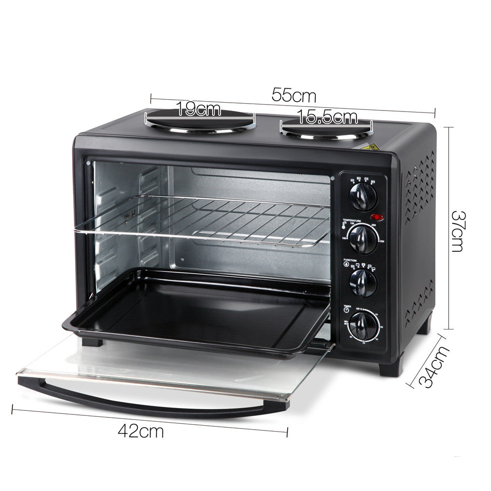 45L Convection Oven with Hotplates - Black