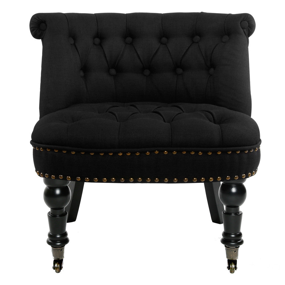 Lorraine Chair French Provincial Linen Fabric Sofa Pitch Black