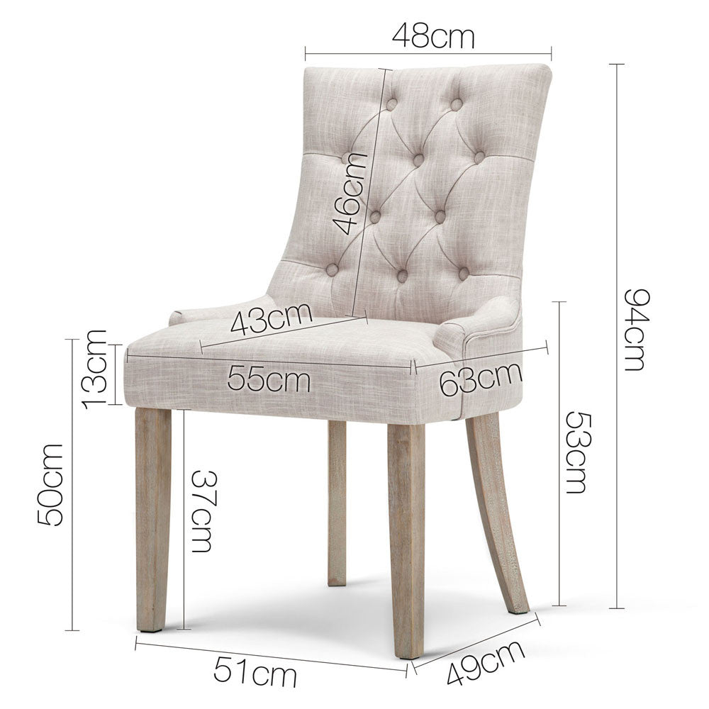 Set of 2 French Provincial Dining Chair - Beige