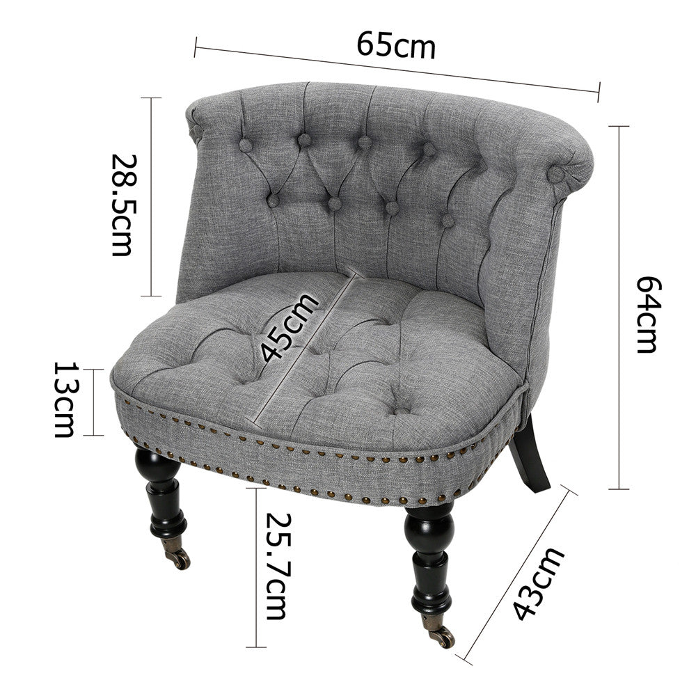 Lorraine Chair French Provincial Linen Fabric Sofa Ash Grey