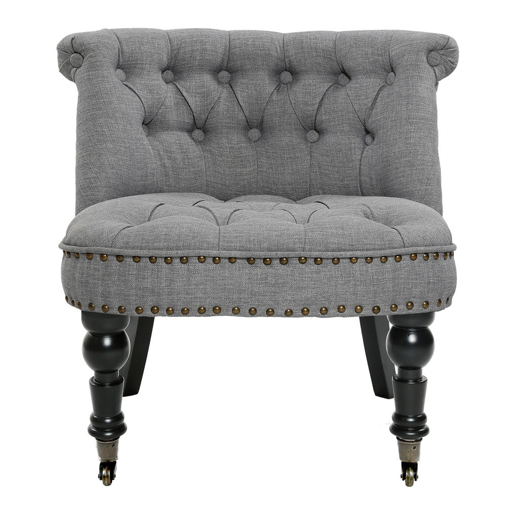 Lorraine Chair French Provincial Linen Fabric Sofa Ash Grey