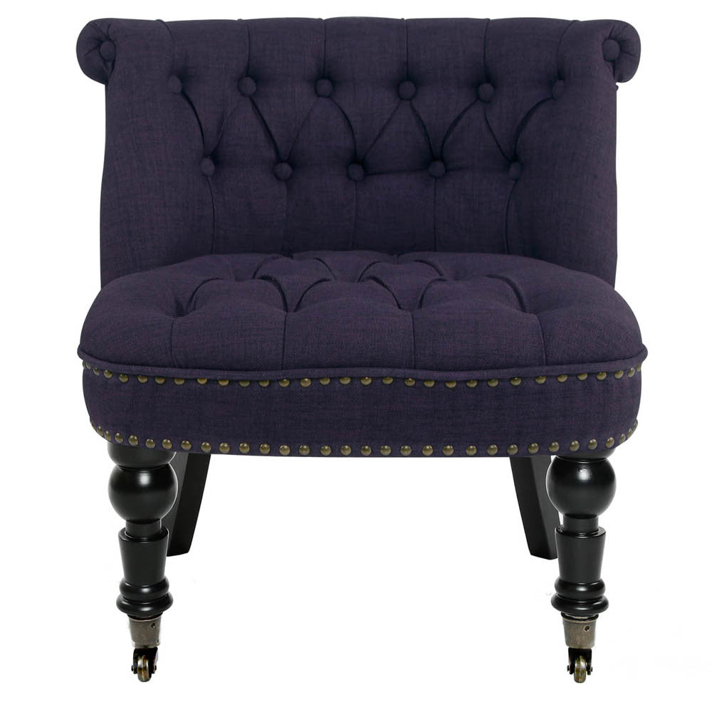 Lorraine Chair French Provincial Linen Fabric Sofa Dark Purple