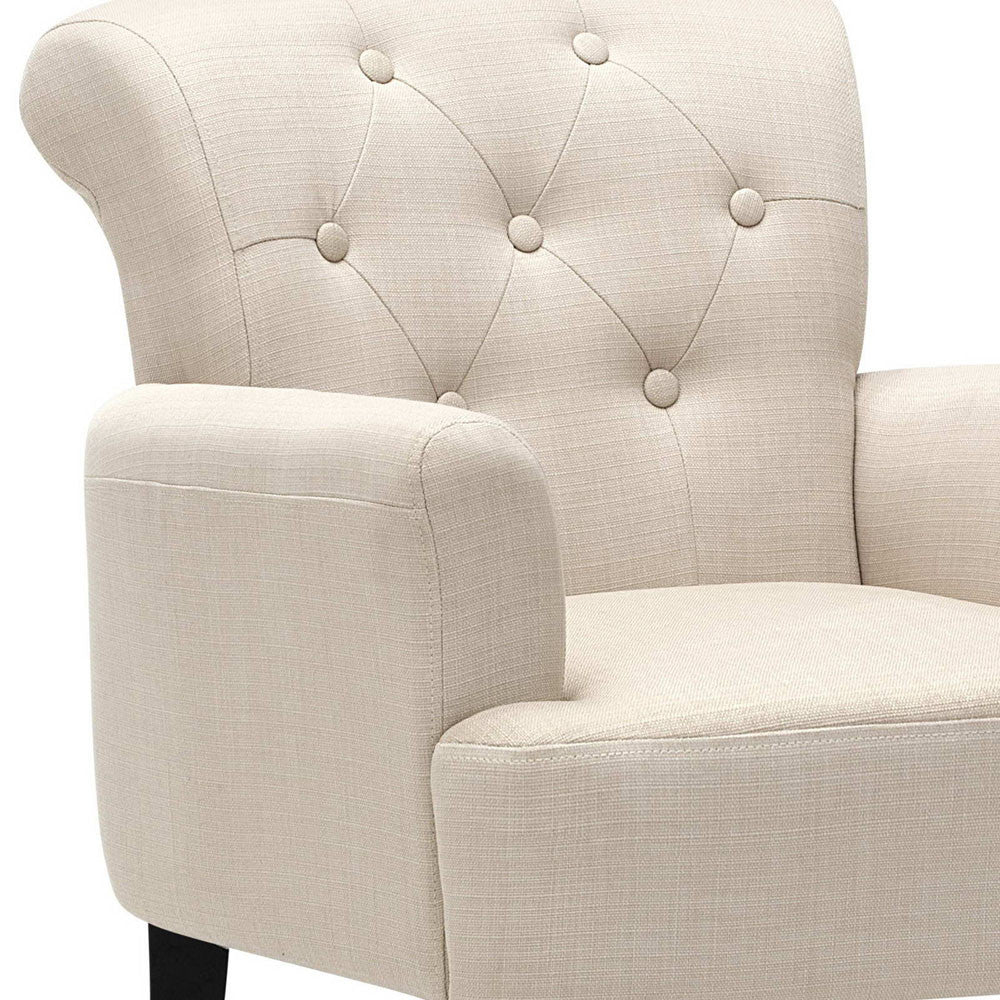 Wing Armchair French Provincial Linen Fabric Taupe