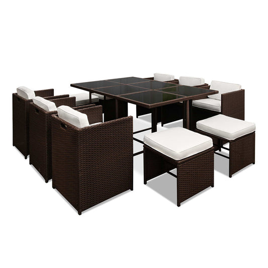 Capetown Dining 10 Seater Set – Brown & White