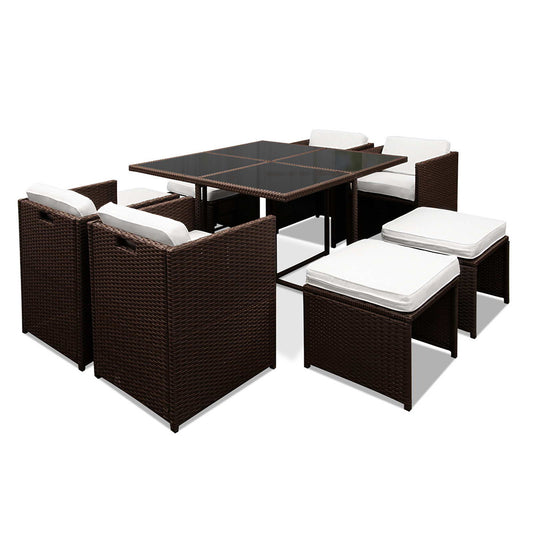 Hawaii Dining 9 Seater Set – Brown & White