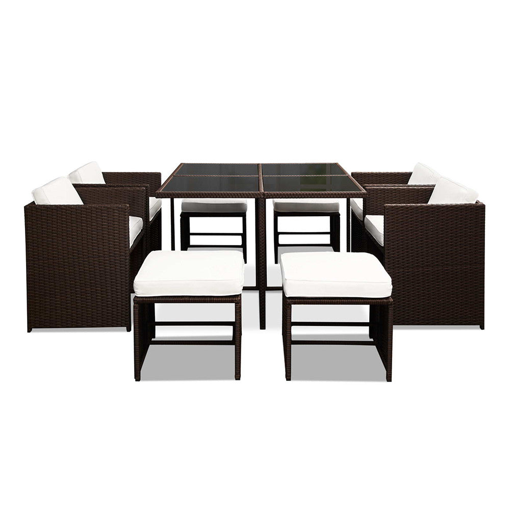 Hawaii Dining 9 Seater Set – Brown & White