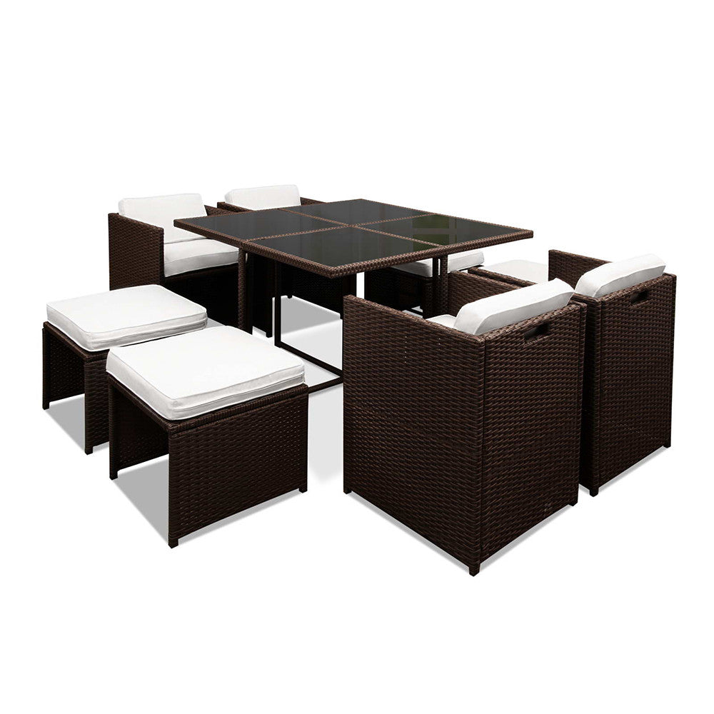 Hawaii Dining 9 Seater Set – Brown & White