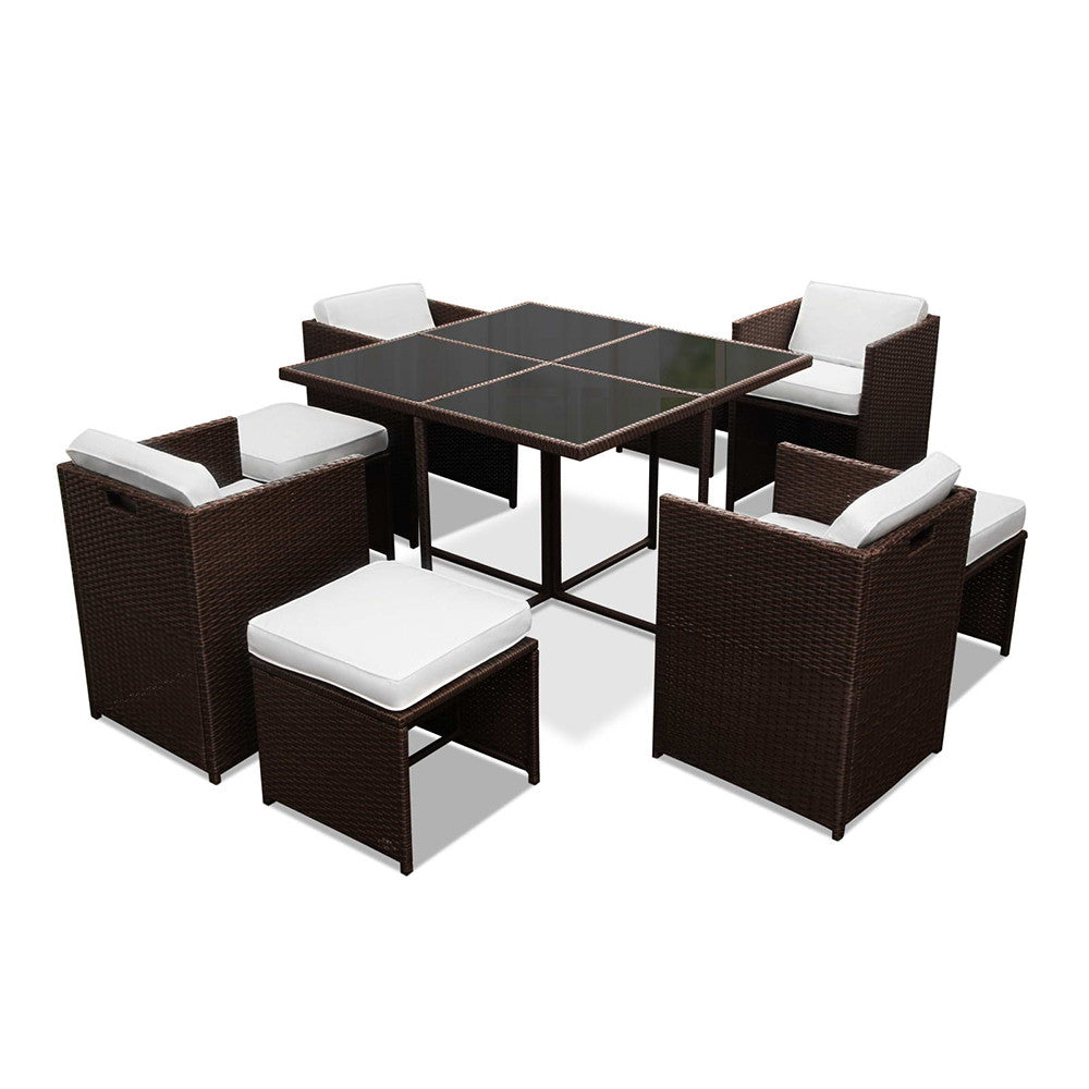 Hawaii Dining 9 Seater Set – Brown & White