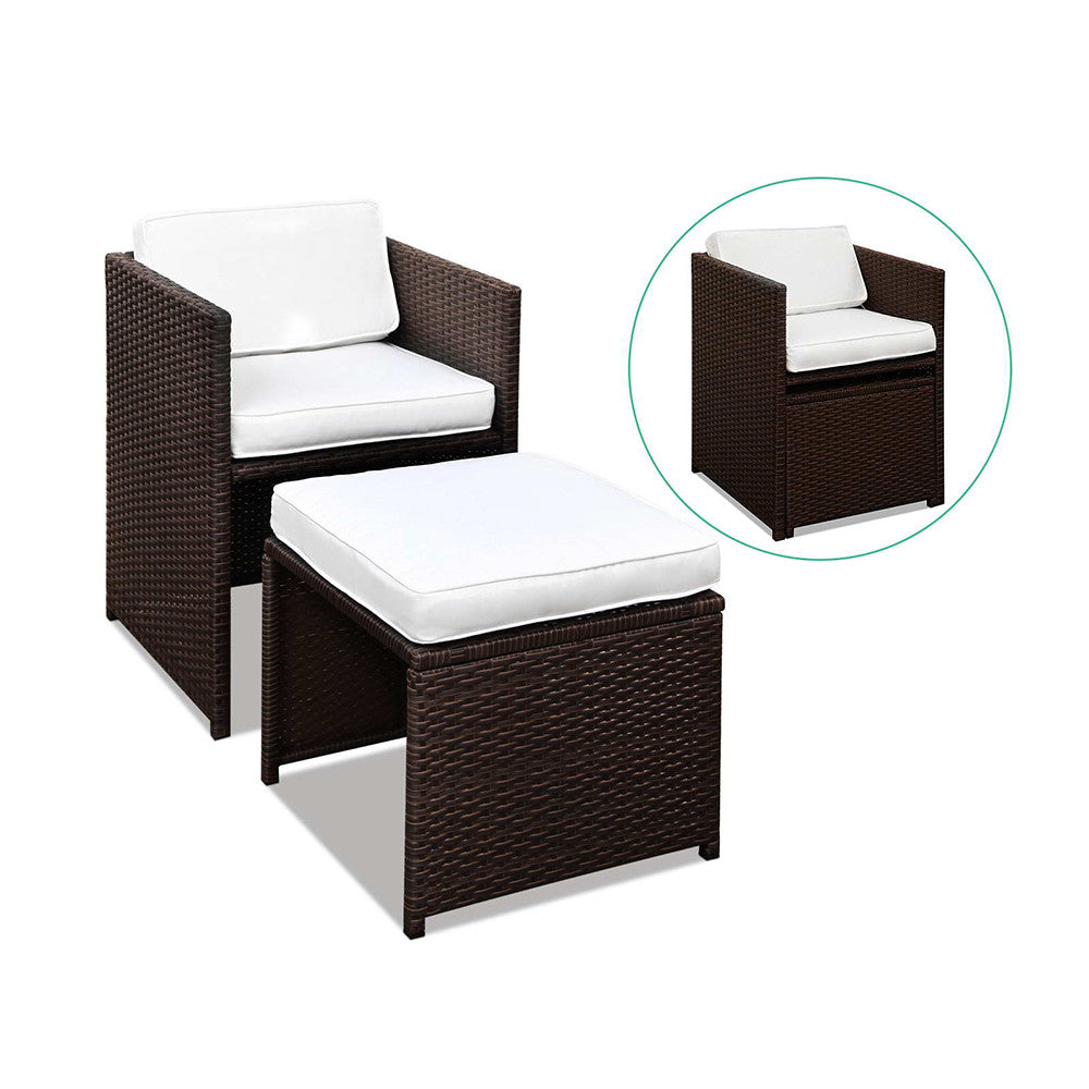 Hawaii Dining 9 Seater Set – Brown & White