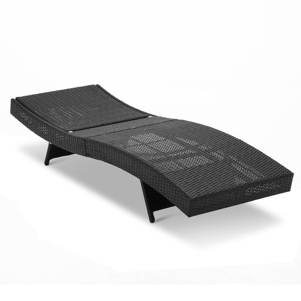 Wicker Outdoor Sun Lounger - Black