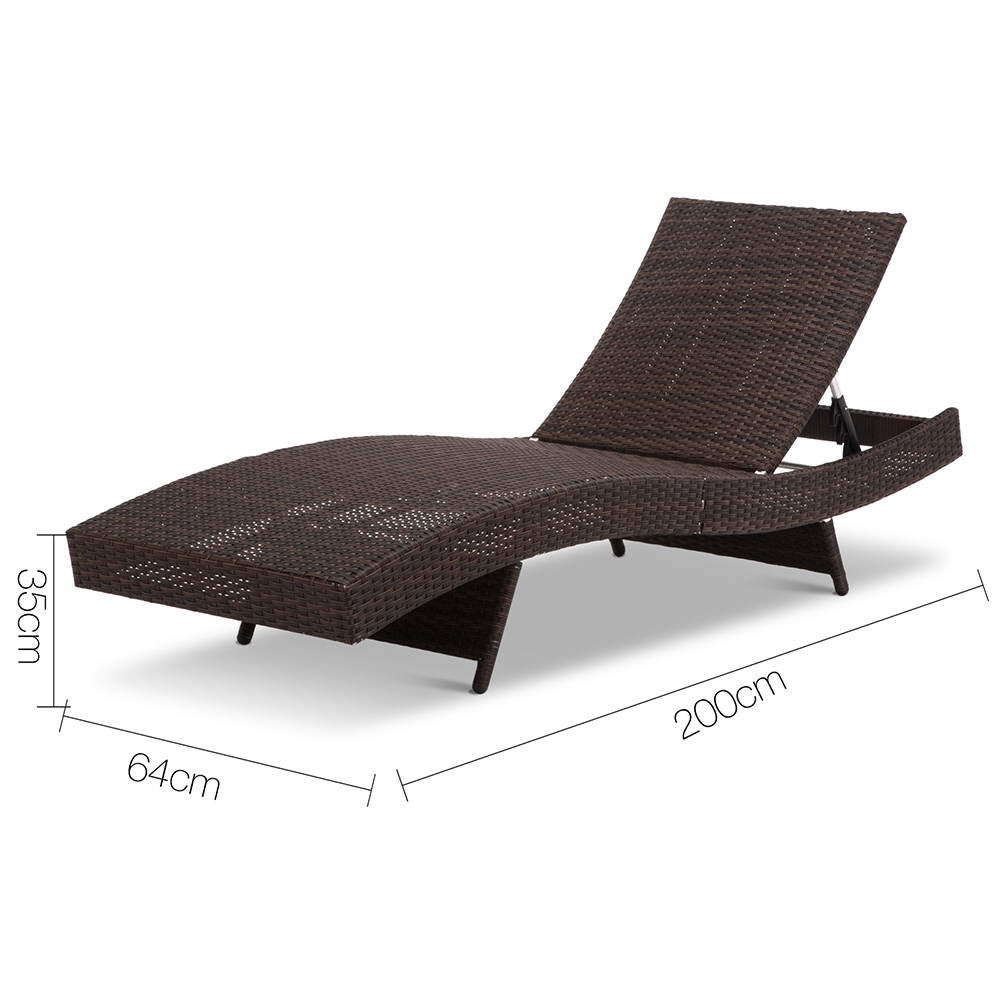 Wicker Outdoor Sun Lounger - Brown