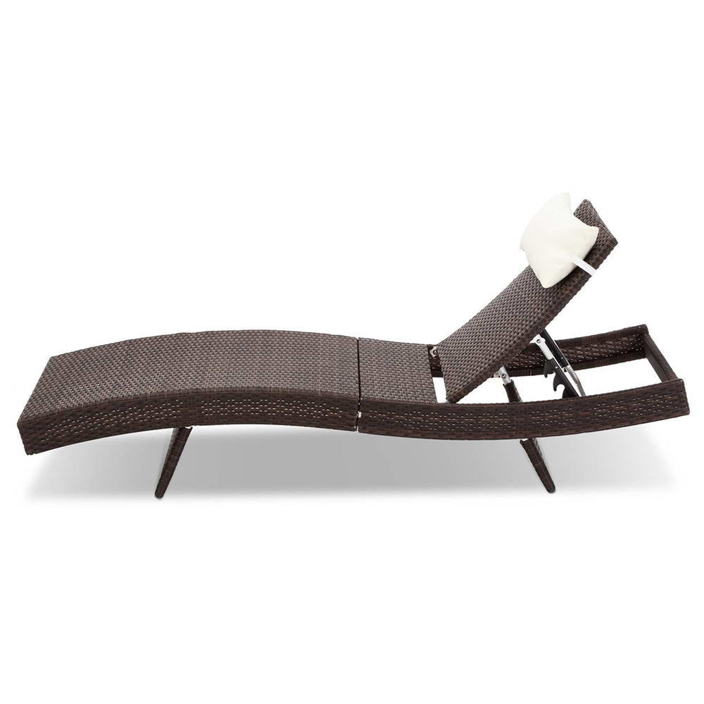 Wicker Outdoor Sun Lounger - Brown