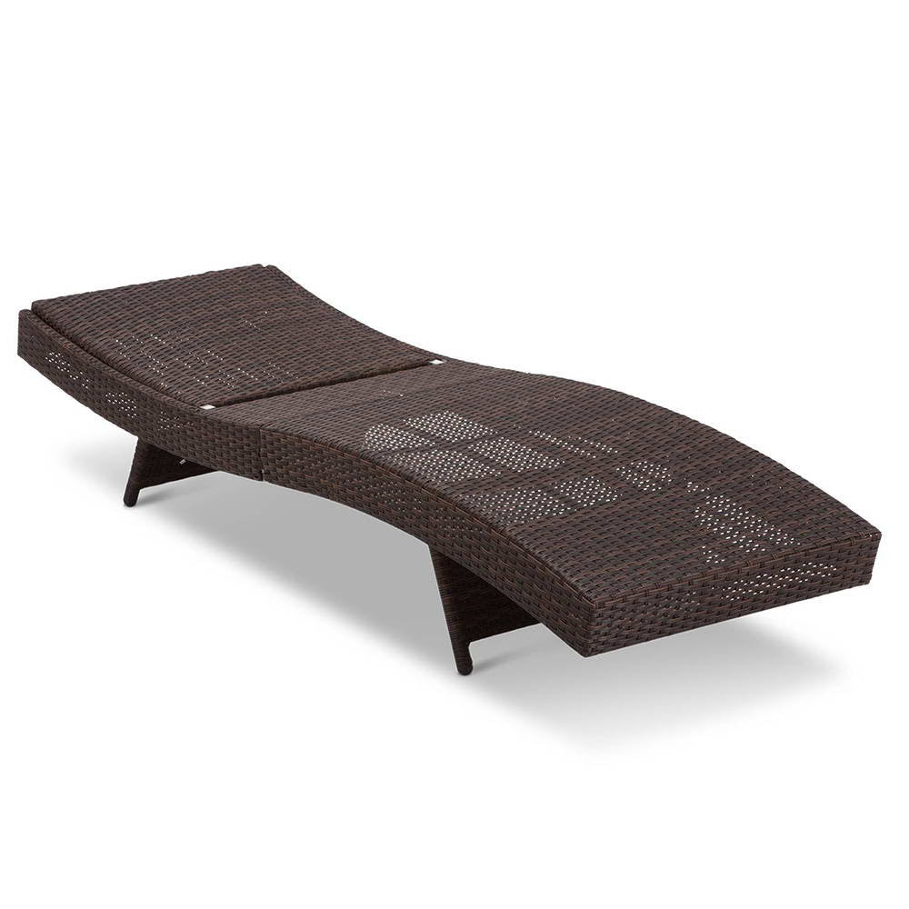 Wicker Outdoor Sun Lounger - Brown