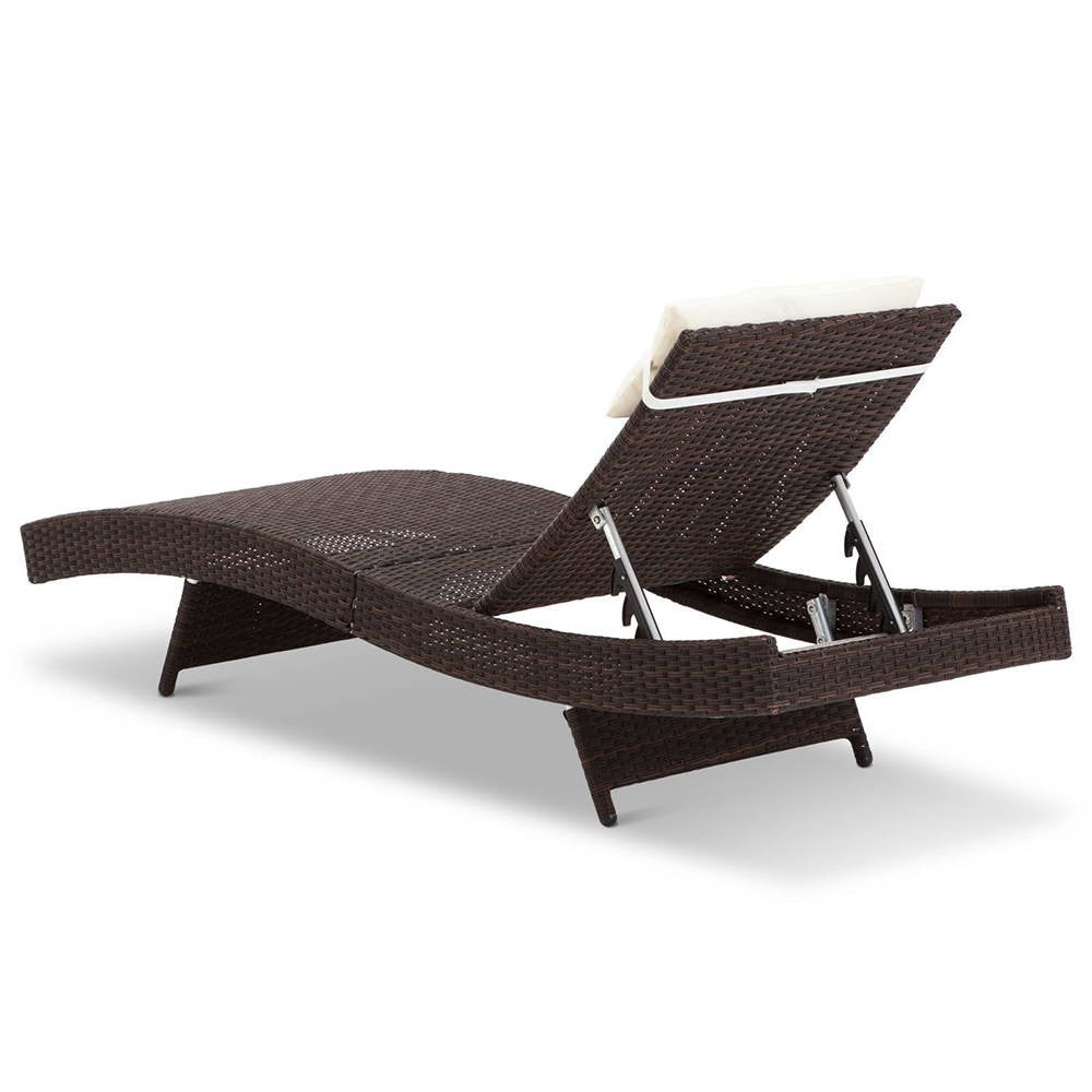 Wicker Outdoor Sun Lounger - Brown