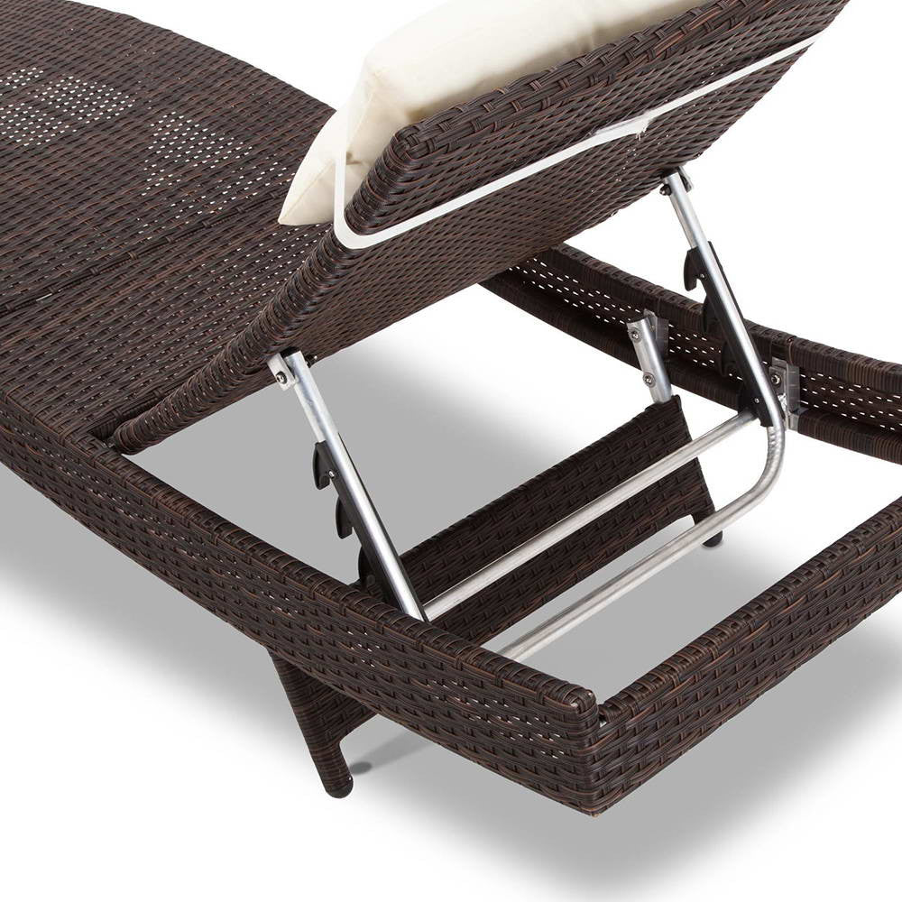 Wicker Outdoor Sun Lounger - Brown