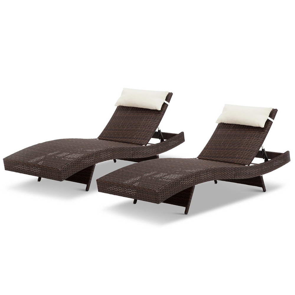 Wicker Outdoor Sun Lounger - Brown