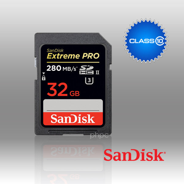 SanDisk 32GB Extreme Pro SD (SDHC) Card UHS-II 280MB/s