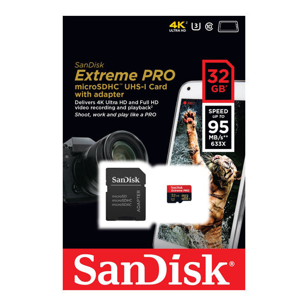 Sandisk 32GB Memory Card Extreme Pro MicroSDHC UHS-I CLASS 10 95mb/S