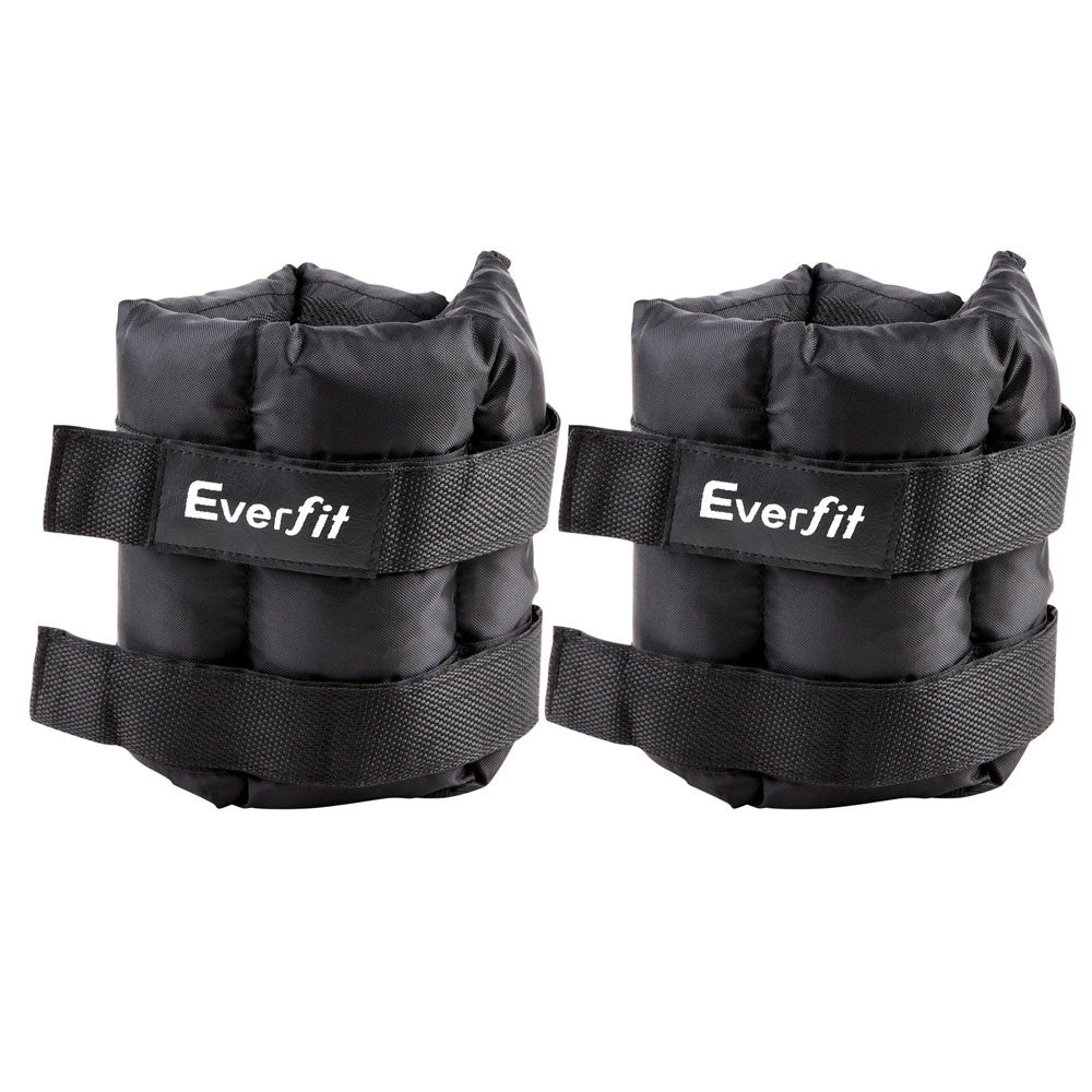 Set of 2 5 kg Wrist Ankle Weights Gym Training w/ Adjustable Pair Strap