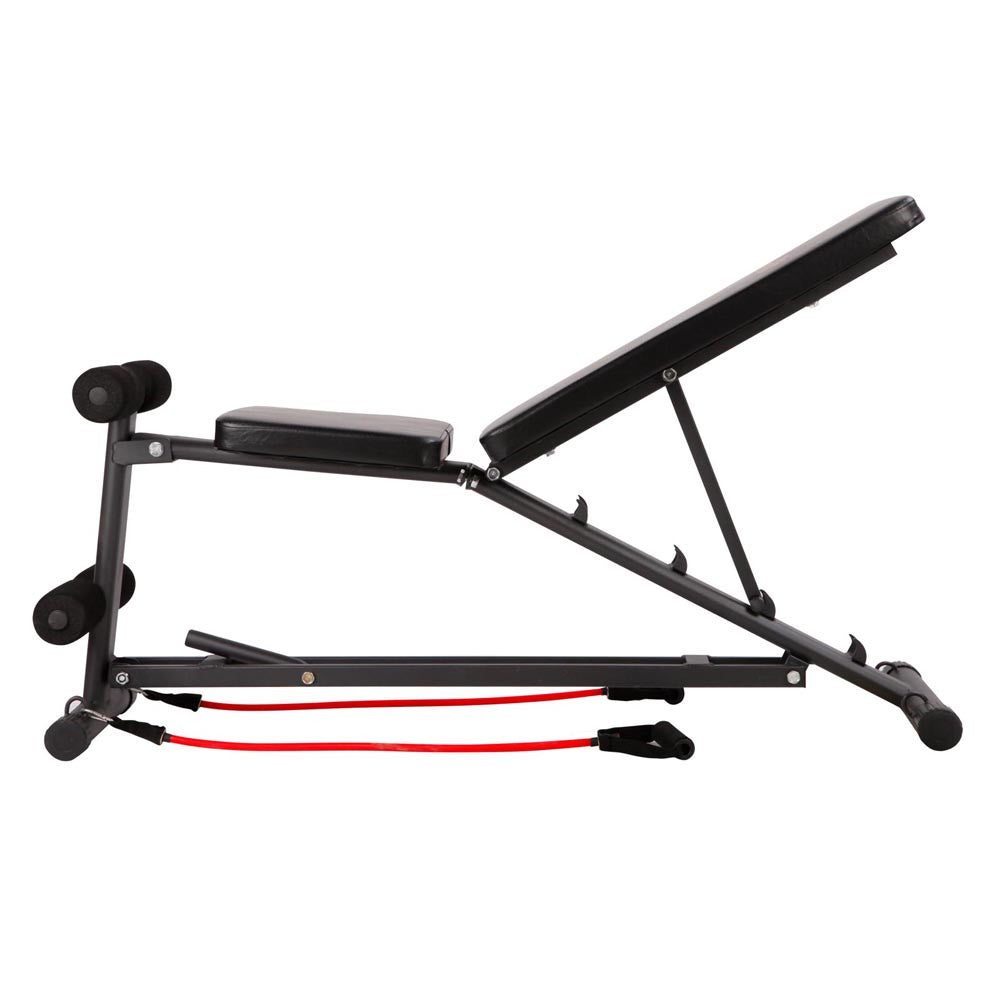 FID Flat Adjustable Bench 150Kg w/ Resistance Bands