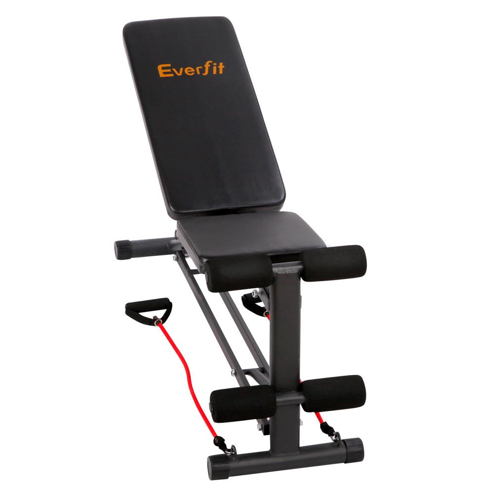 FID Flat Adjustable Bench 150Kg w/ Resistance Bands