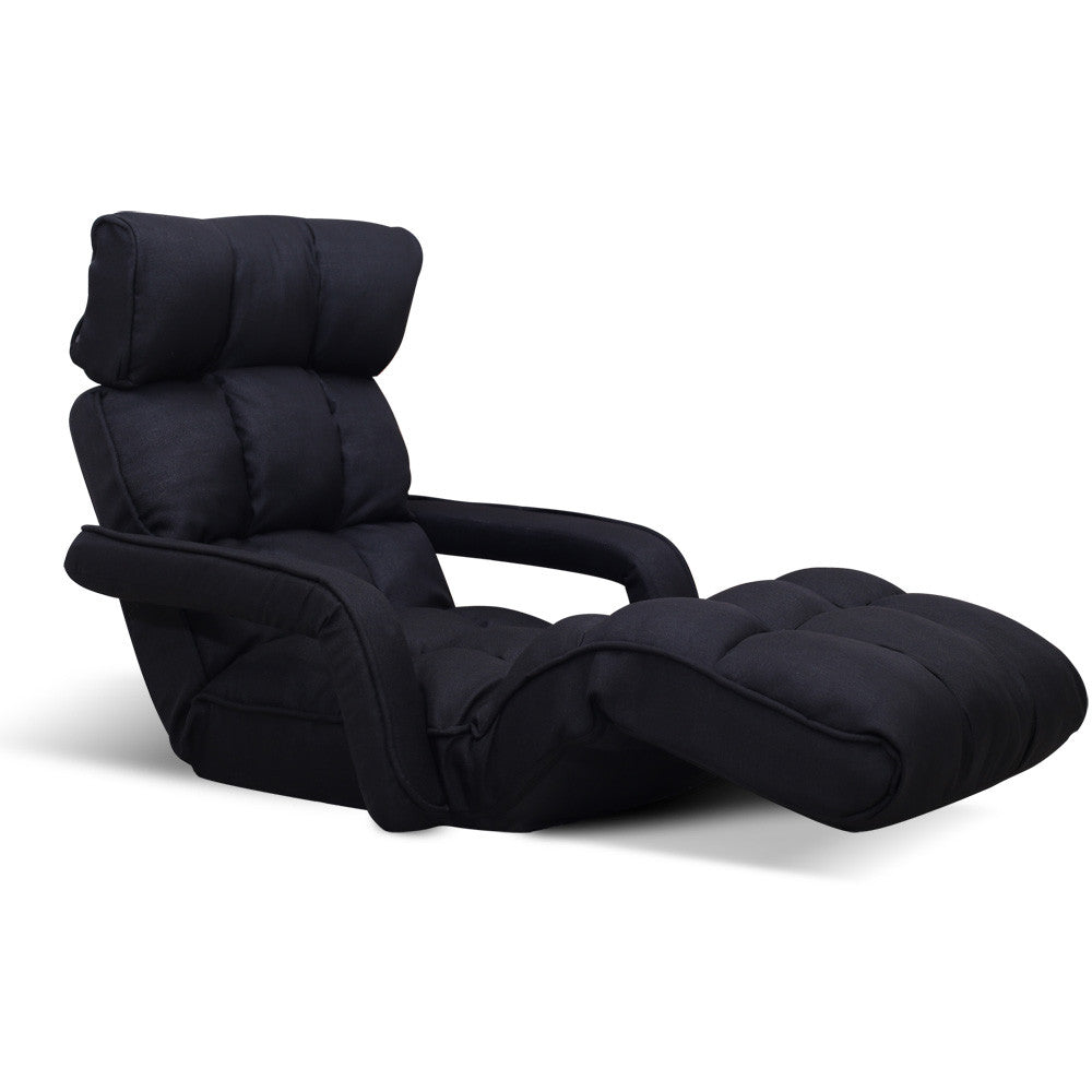 Adjustable Lounger with Arms – Black