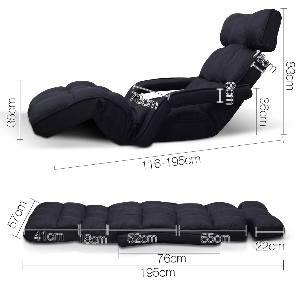 Adjustable Lounger with Arms – Black