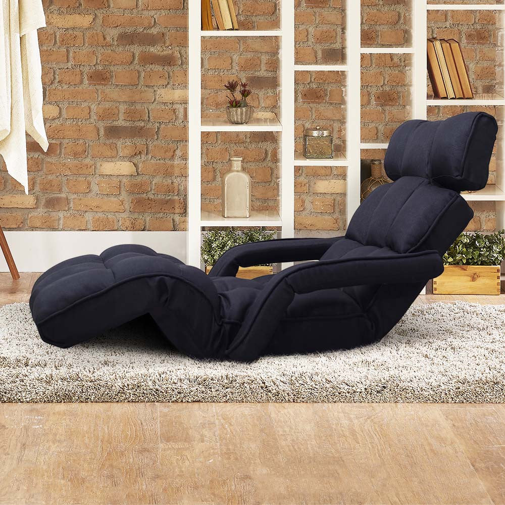 Adjustable Lounger with Arms – Black