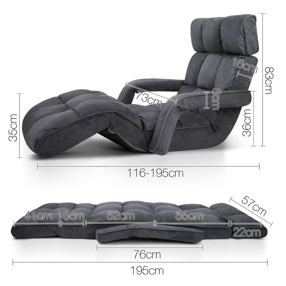 Single Size Lounge Chair with Arms - Charcoal