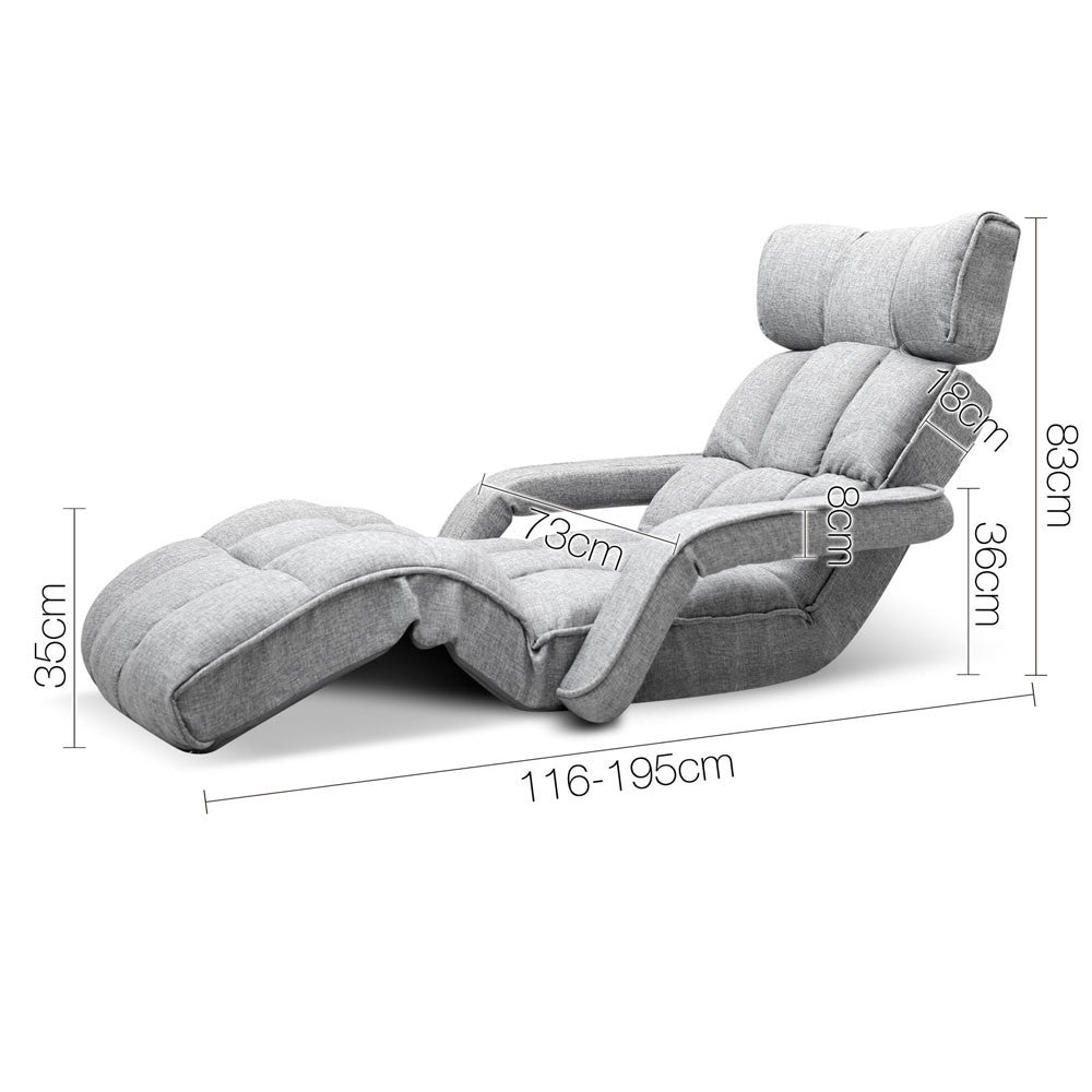 Single Size Lounge Chair with Arms – Grey