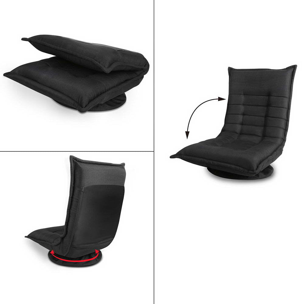 Swivel Foldable Floor Chair - Black