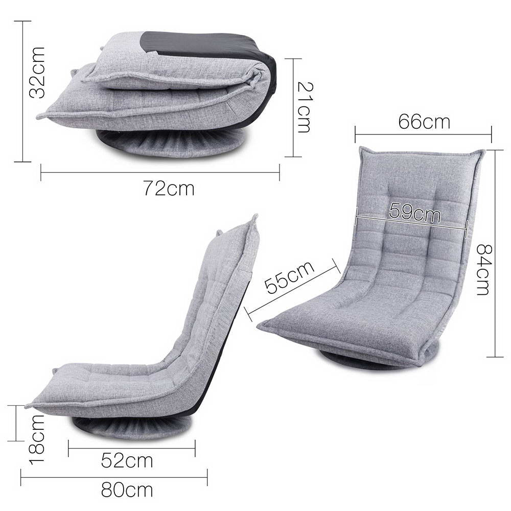 Swivel Foldable Floor Chair - Grey