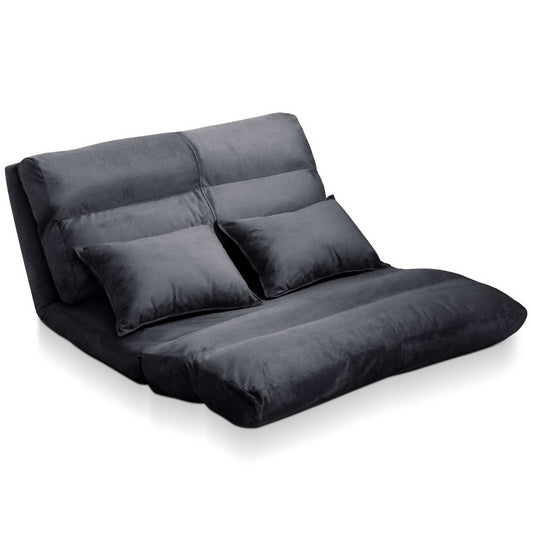 Double Size Adjustable Lounge Sofa - 5 positions Charcoal