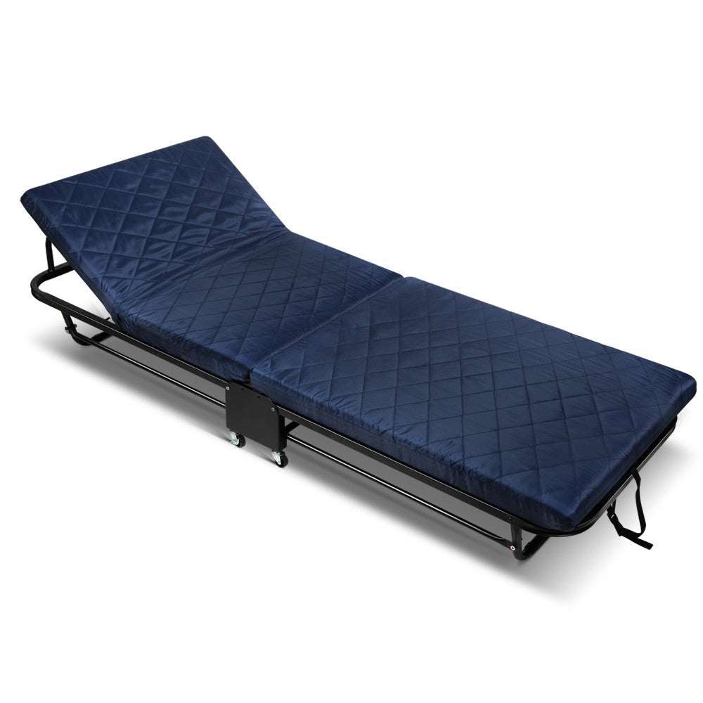 Foldable Adjustable Guest Folding Bed with Mattress - Single