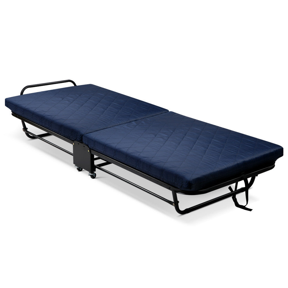 Foldable Adjustable Guest Folding Bed with Mattress - Single